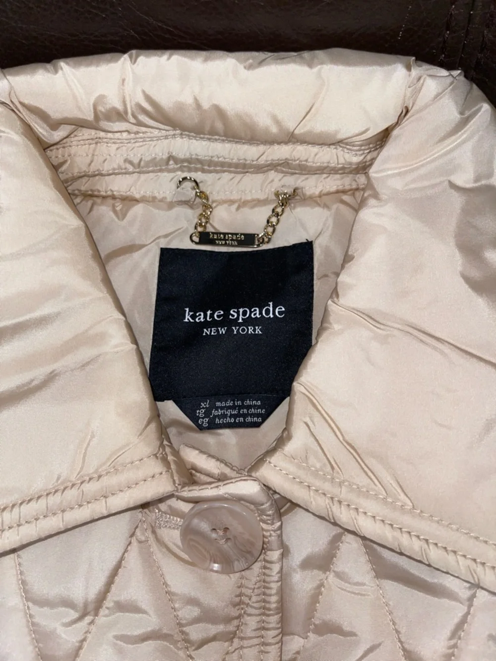 Kate Spade ♠️ Quilted Belted Jacket Puffer Coat - Sparkling Champagne NWT